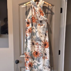 RACHEL Rachel Roy Floral Cross-Neck Midi Dress